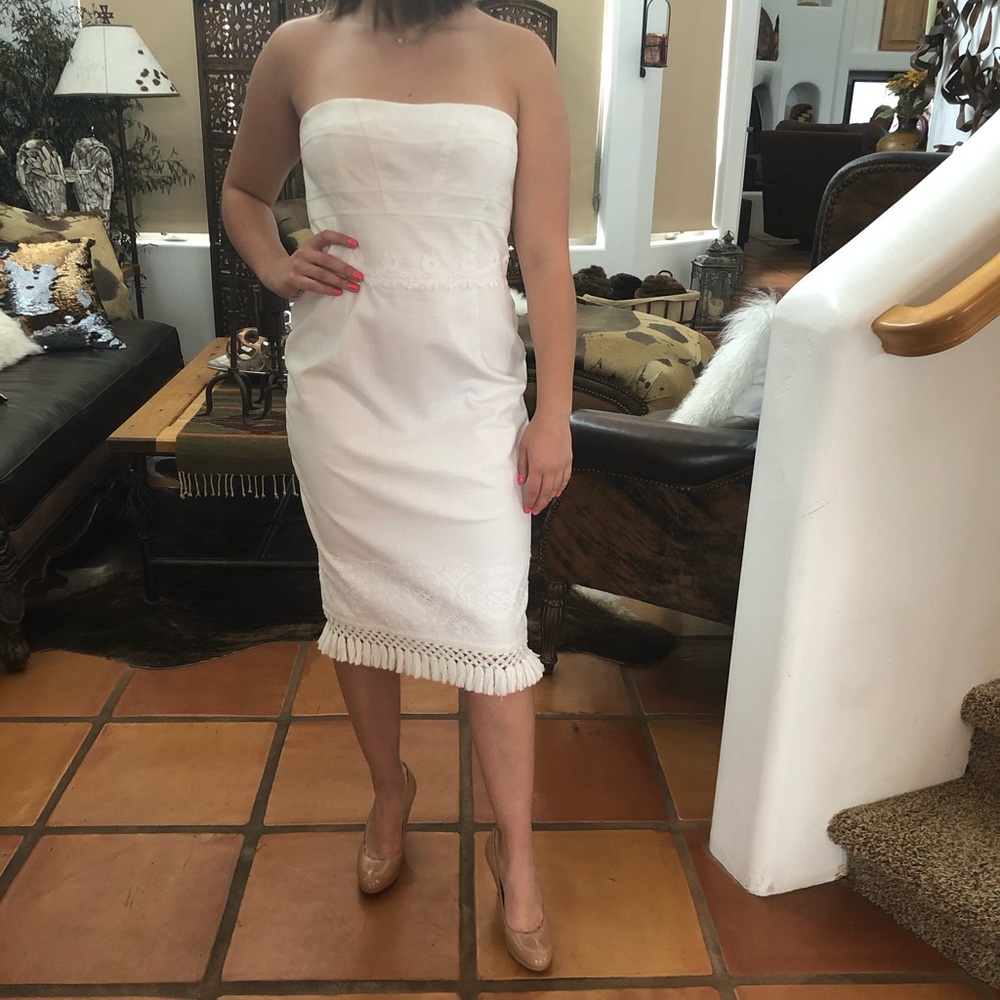 David Meister Sheath Dress with Lace Detail